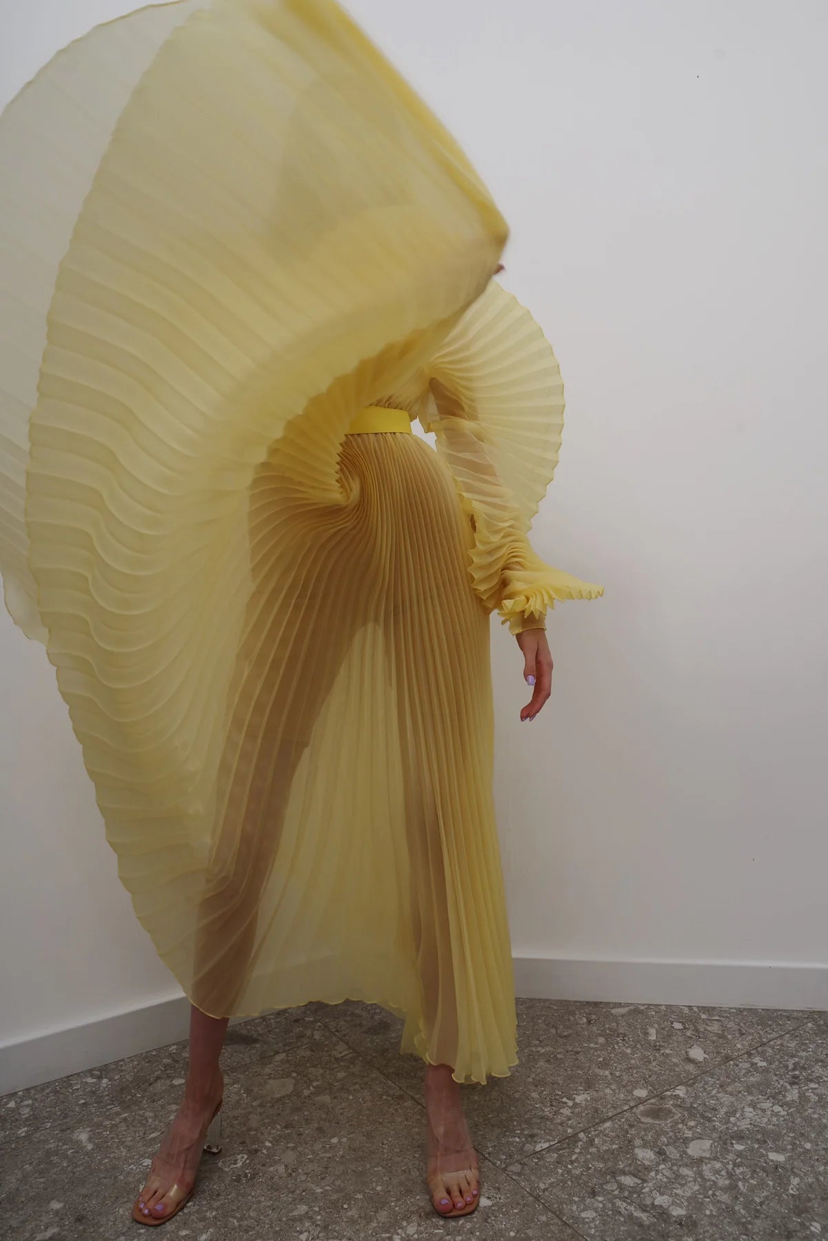 Alisha Pleated Yellow Dress J’AMEMME