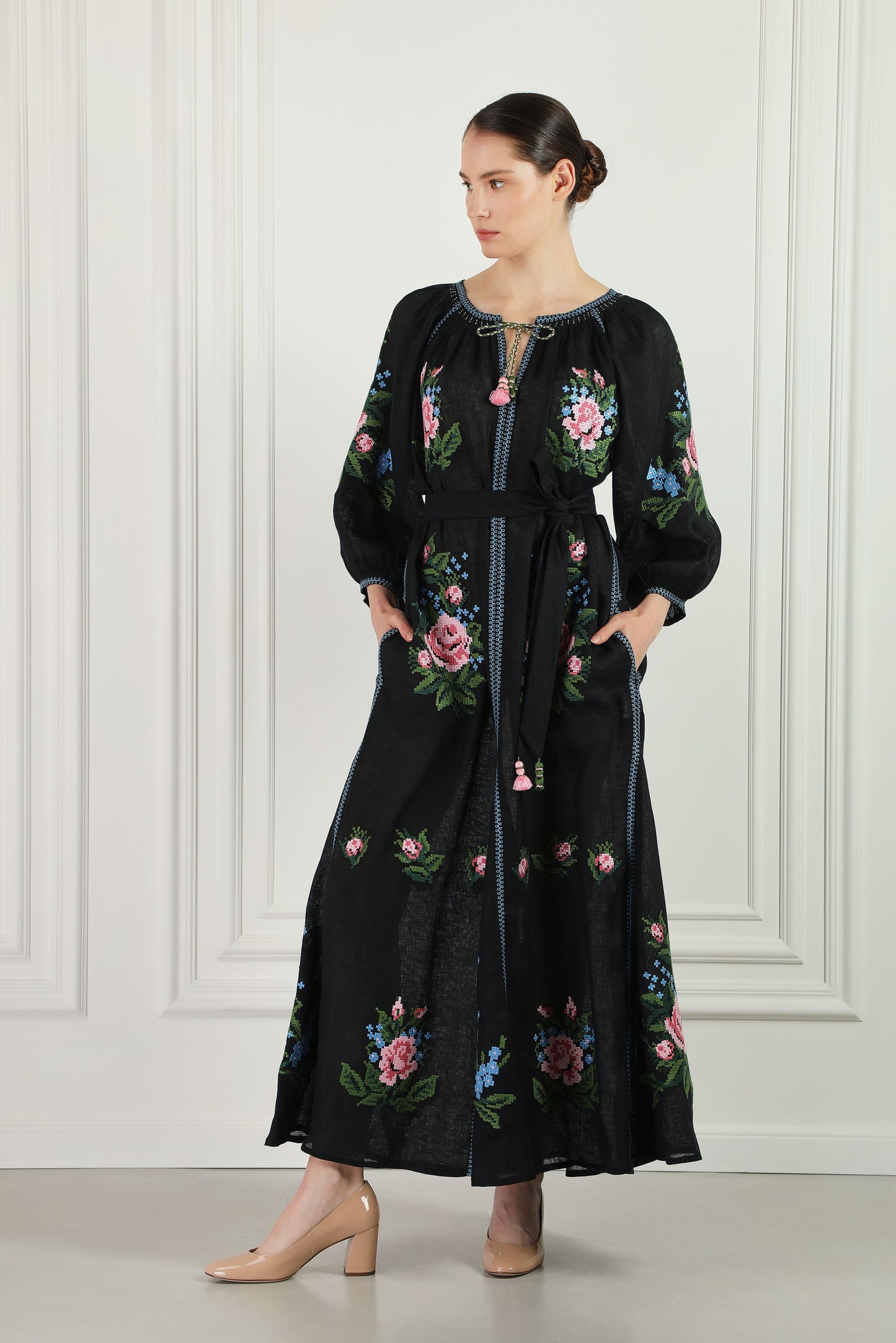 Evelina Black Maxi Dress FOBERINI