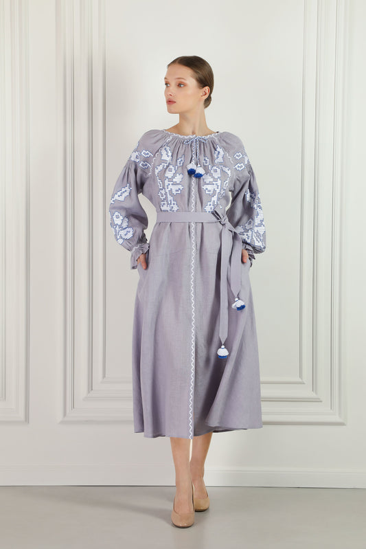 Zarina Blue Midi Dress FOBERINI