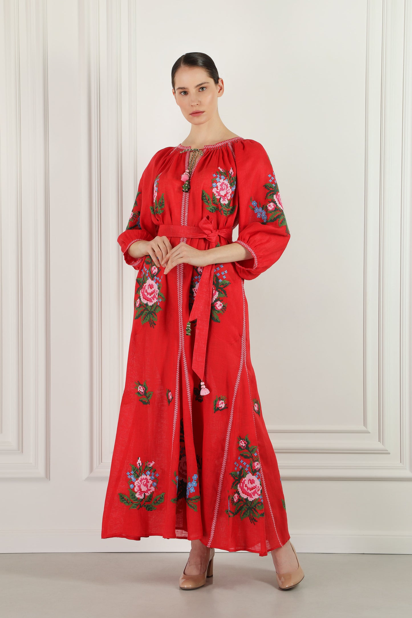 Evelina Red Maxi Dress FOBERINI