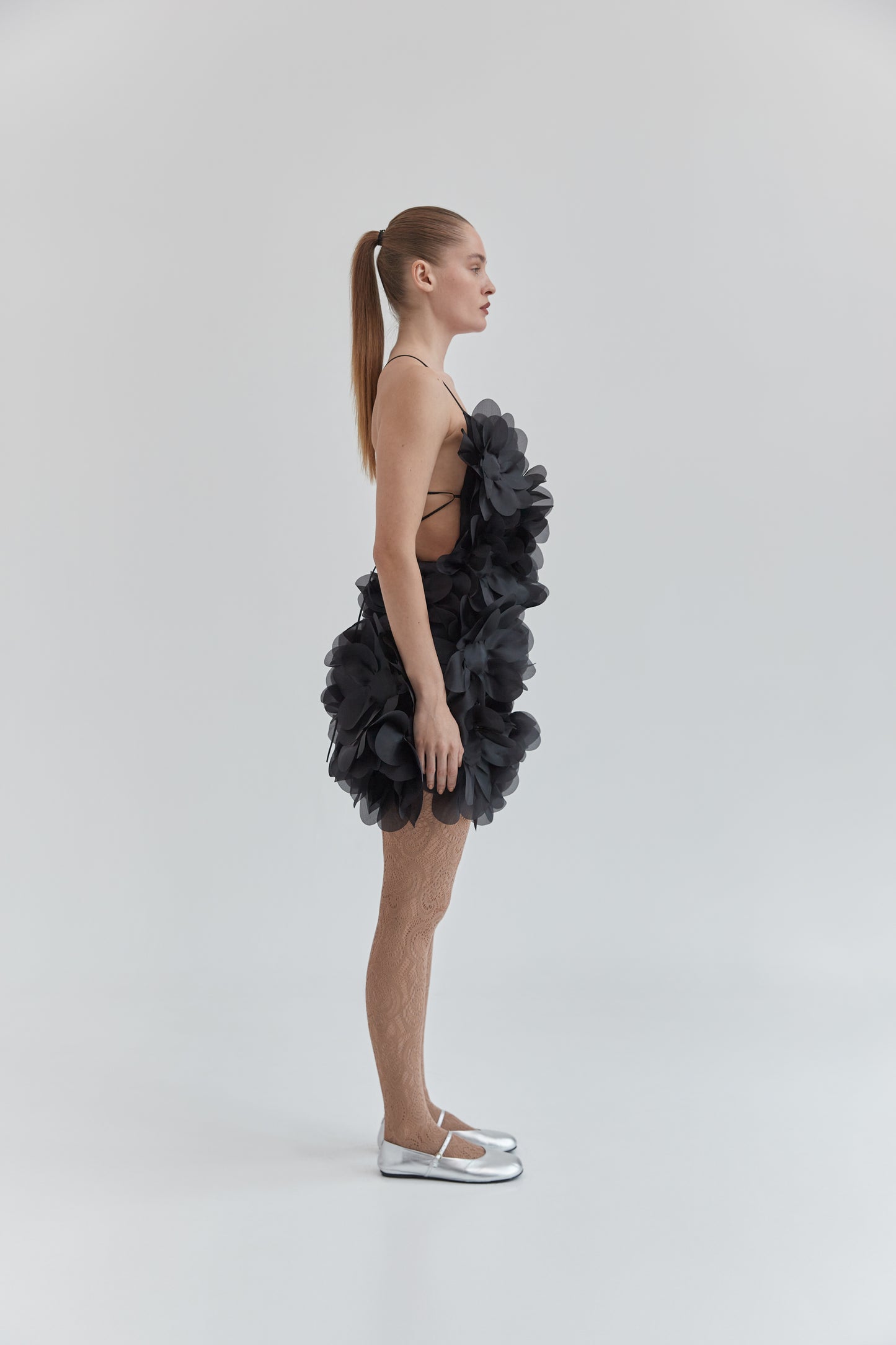 Peony Passion Dress in charcoal black PASKAL