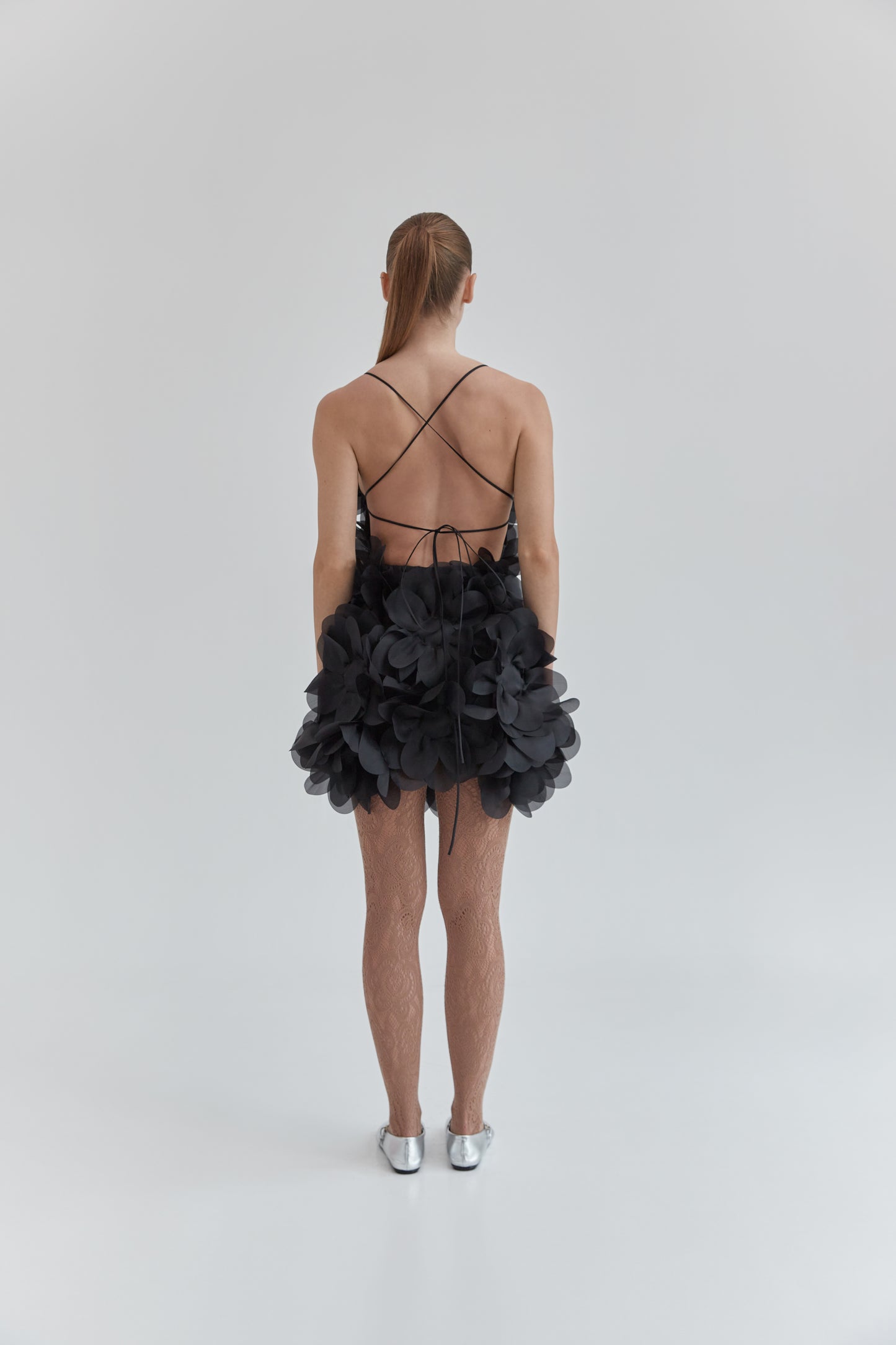 Peony Passion Dress in charcoal black PASKAL