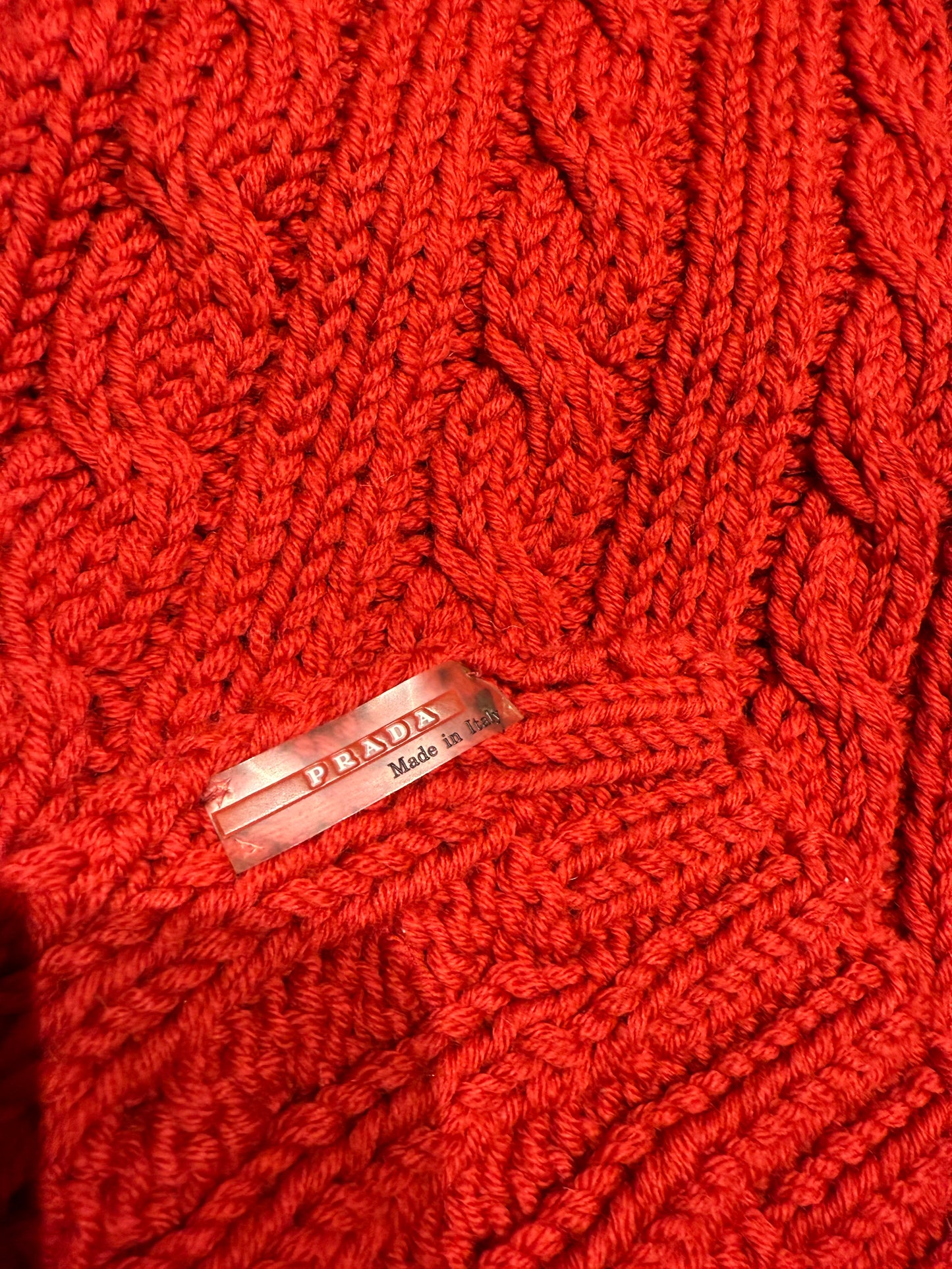 Red Cable-Knit Scarf PRADA (Pre-Owned)