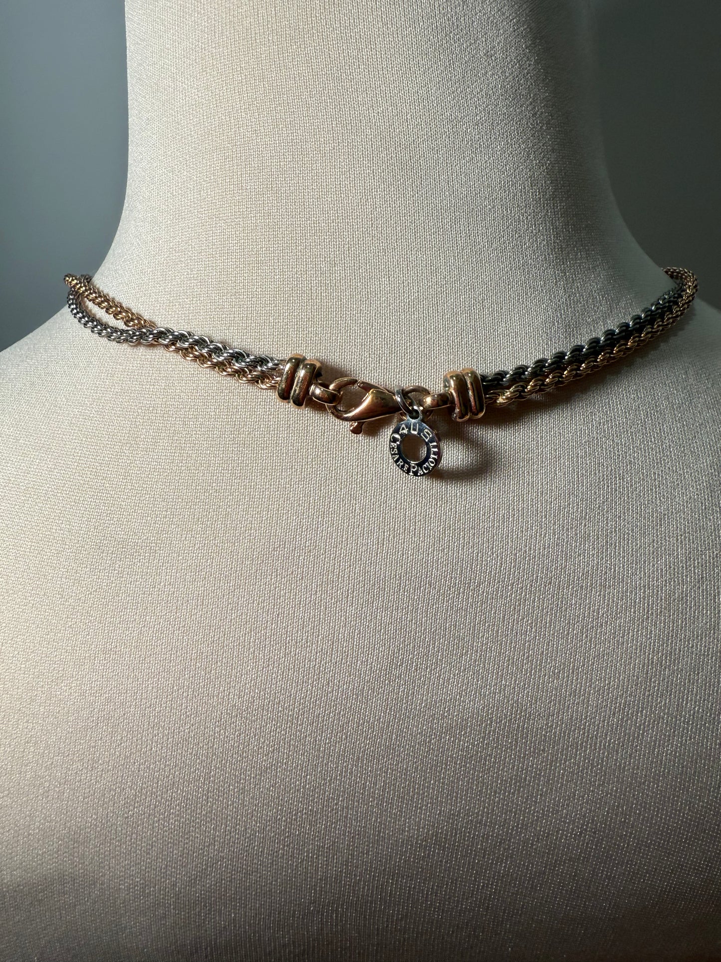 Cesare Paciotti Chain Necklace Gold & Silver Tone (Pre-Owned)