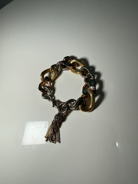 Mixed Chain Tassel Bracelet Gold & Silver Tone SAMOKISH (Pre-Owned)
