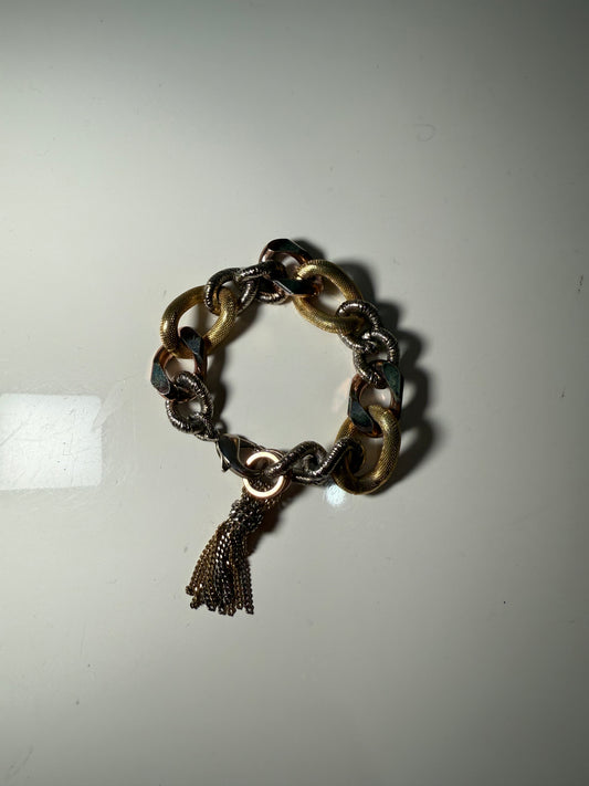 Mixed Chain Tassel Bracelet Gold & Silver Tone SAMOKISH (Pre-Owned)