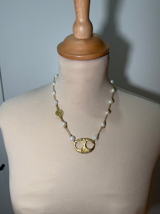 Pearl Pendant Necklace Gold Tone SAMOKISH (Pre-Owned)