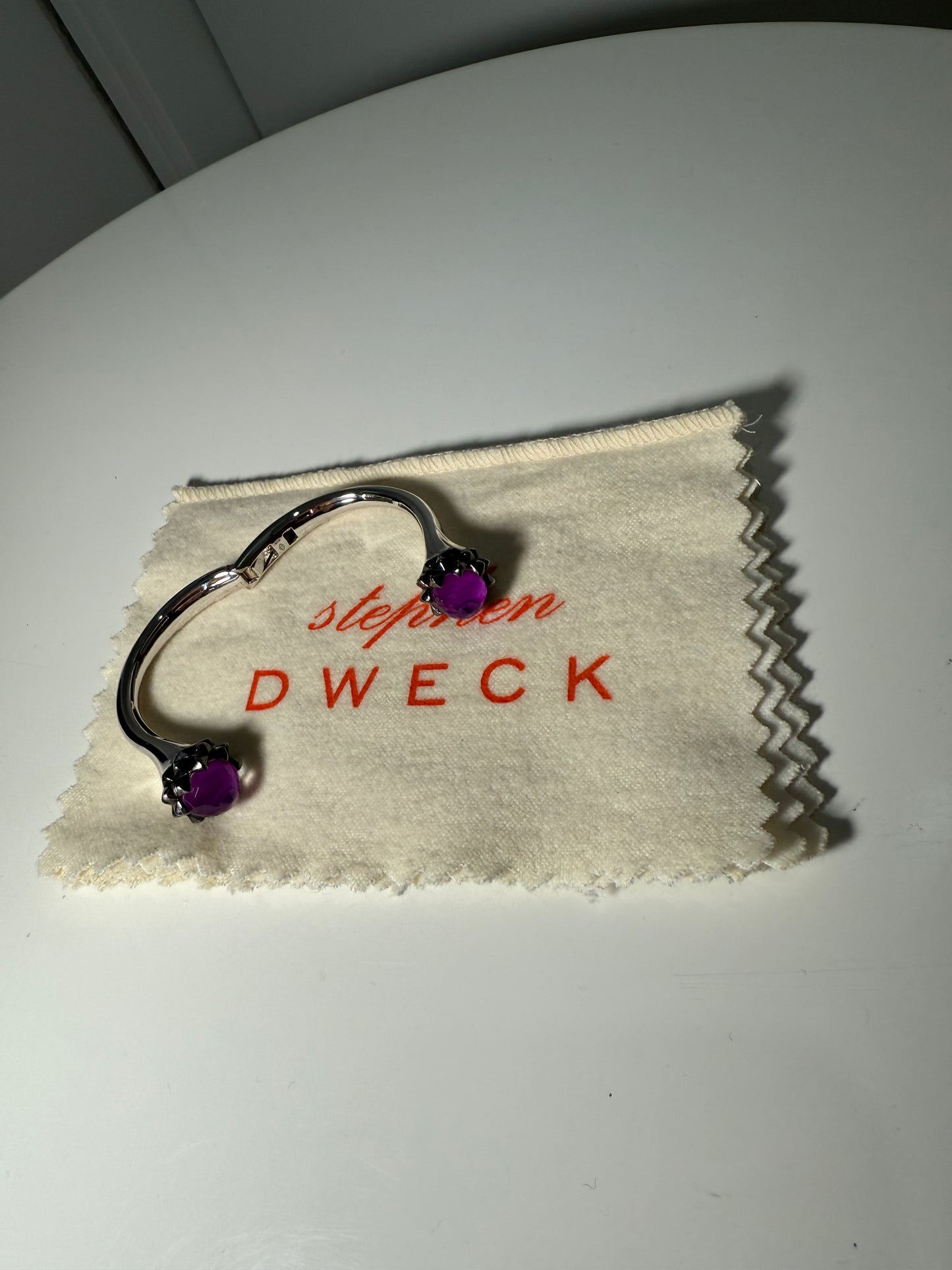 Amethyst Stone Cuff Bracelet Silver Tone STEPHEN DWECK (Pre-Owned)