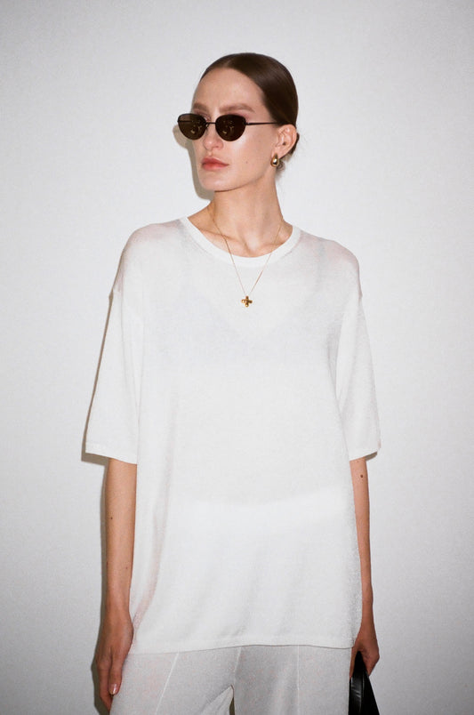 KNITTED T-SHIRT KATERINA KVIT