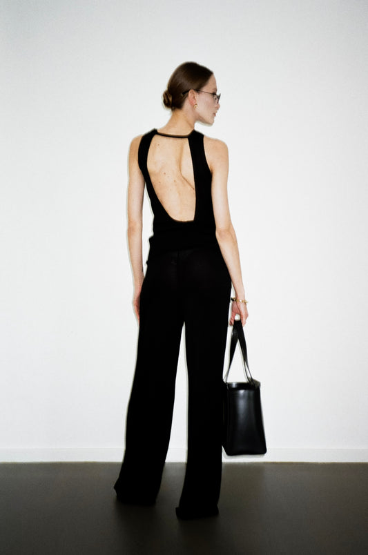 KNITTED TANK TOP WITH OPEN BACK KATERINA KVIT