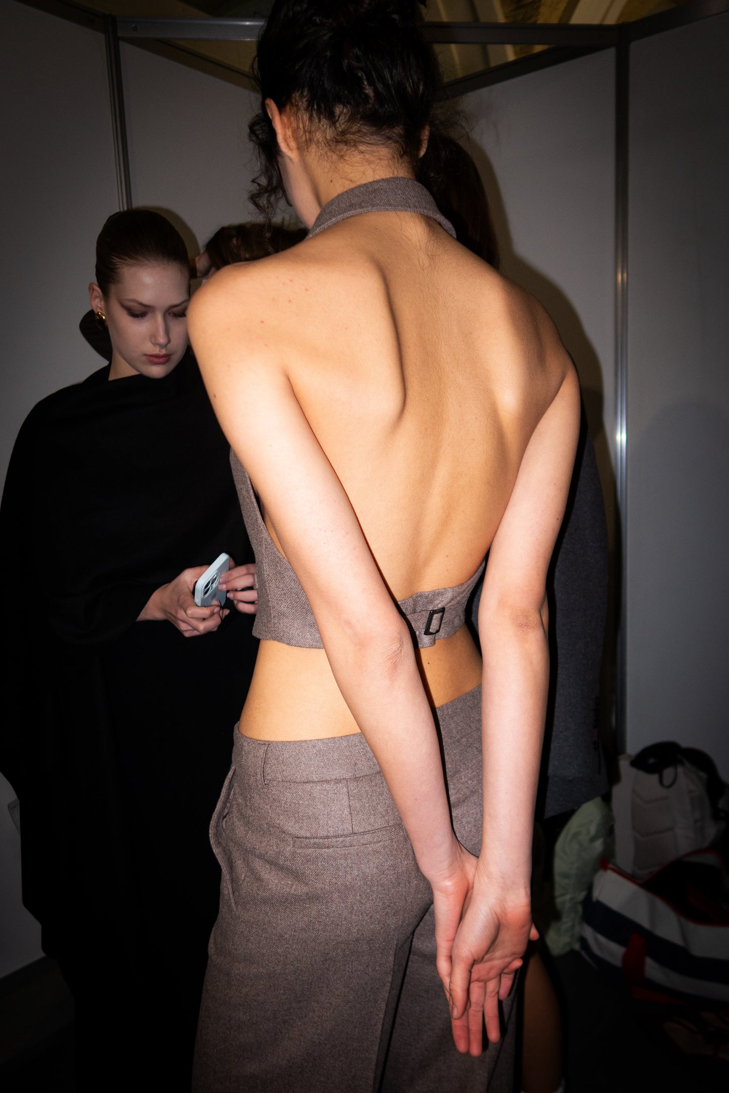 Brown cashmere vest with an open back NOVITSKA