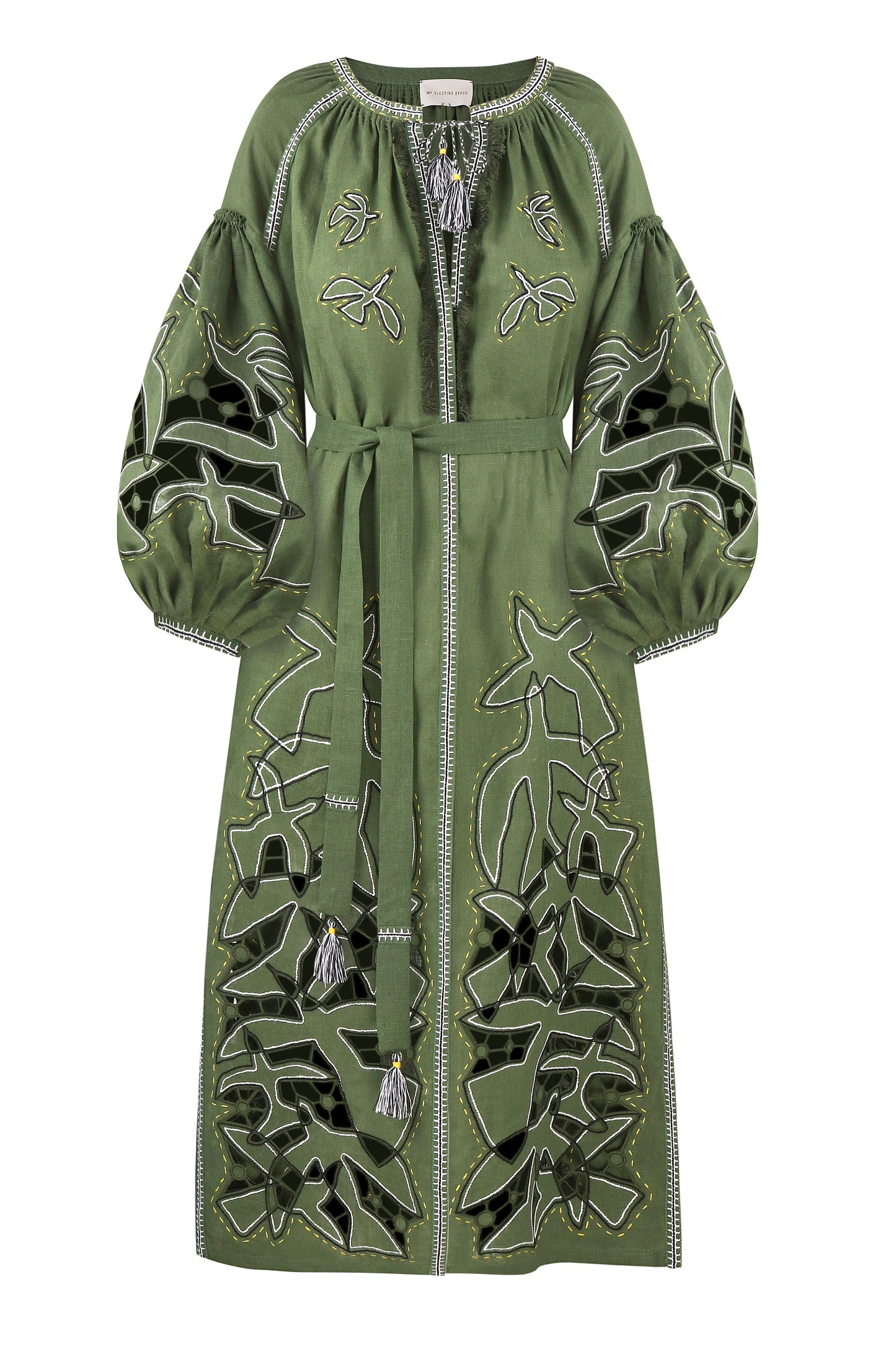 Flying Home midi Dress in Green My Sleeping Gypsy