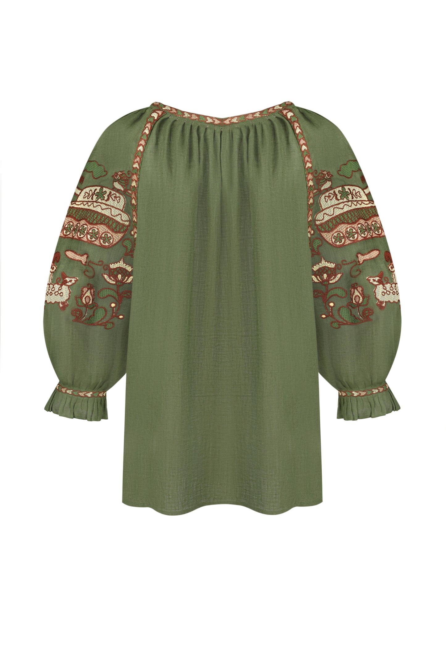 "Embroidery history" green blouse FOBERINI