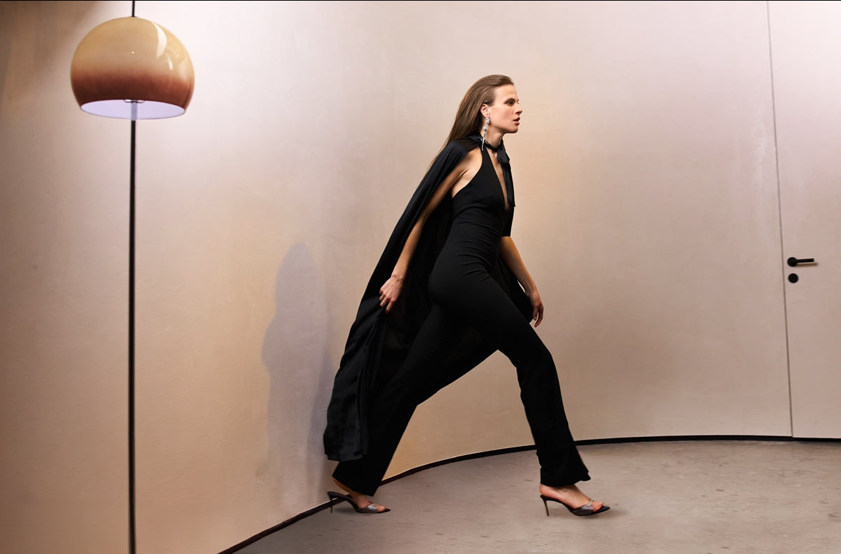 Black jumpsuit with an open back NOVITSKA