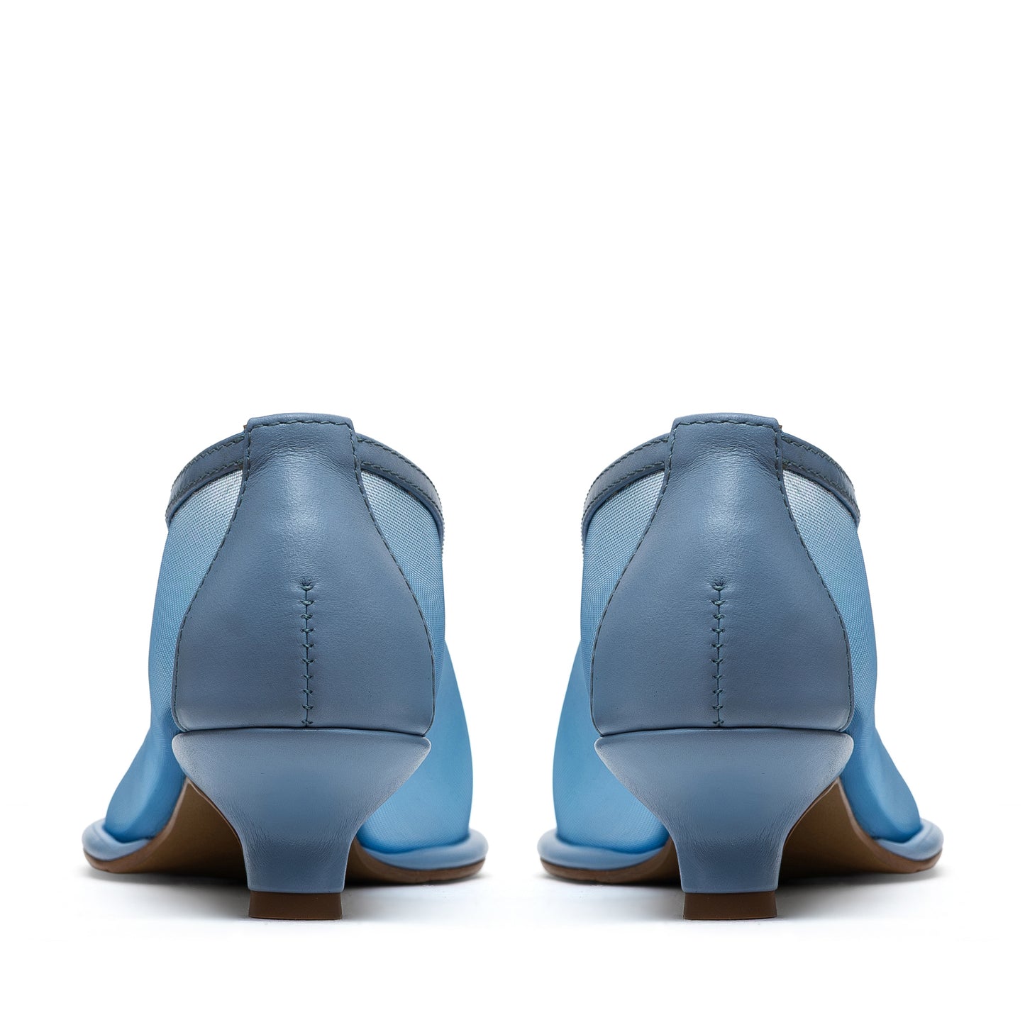 Ingrid blue mesh blue leather pumps LOOKIE ATELIER