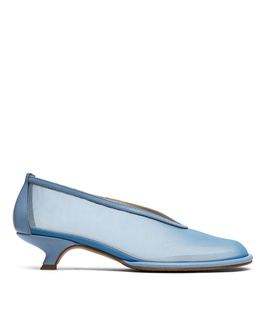 Ingrid blue mesh blue leather pumps LOOKIE ATELIER