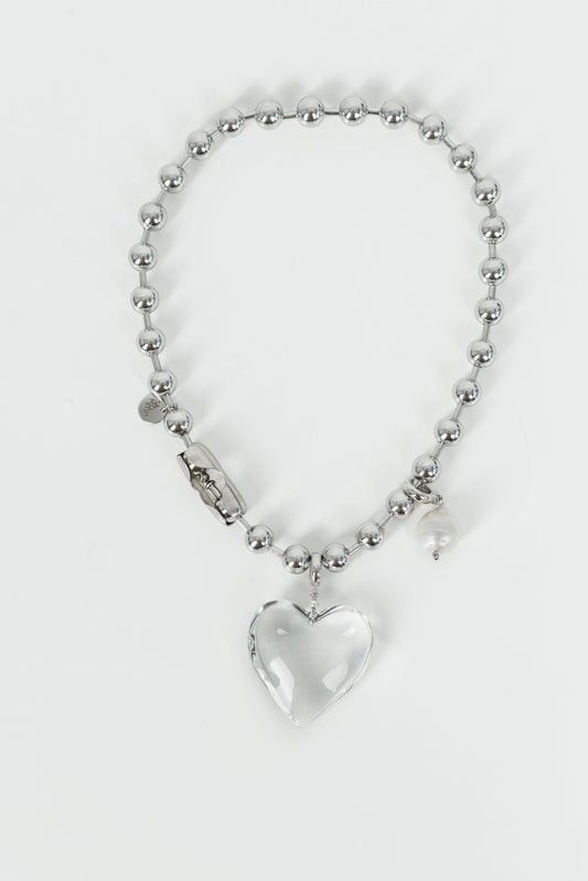 OLIVIA necklace with baroque pearl and pendant heart SAMOKISH
