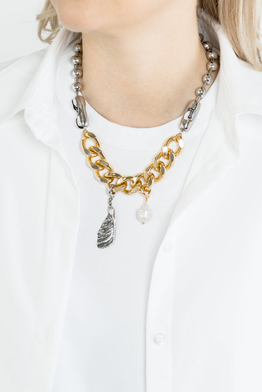 ESTER GOLD necklace with quartz and pendant SAMOKISH