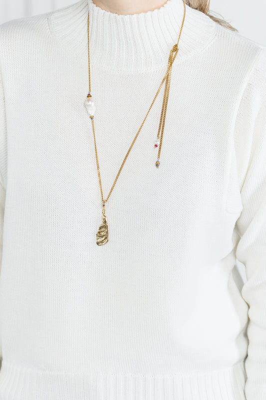 MIRANDA GOLD pendant with baroque pearl and pendant SAMOKISH