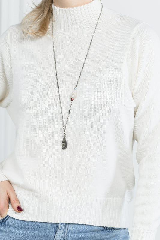 MIRANDA SILVER pendant with baroque pearl and pendant SAMOKISH