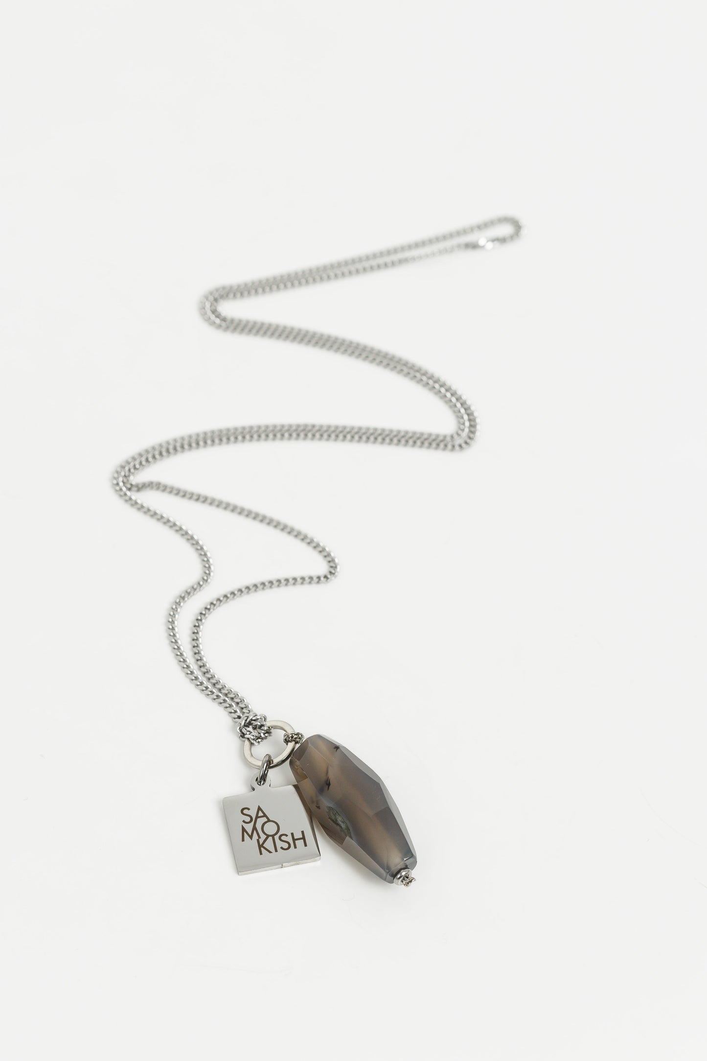 IRIS GRAY pendant with agate SAMOKISH