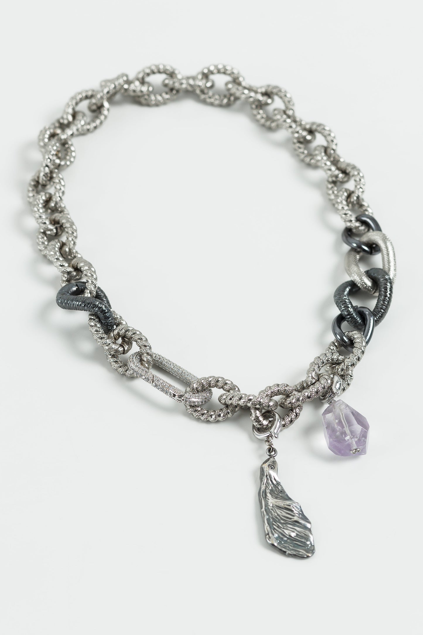 SAMANTHA SILVER necklace with ametrine and pendant SAMOKISH