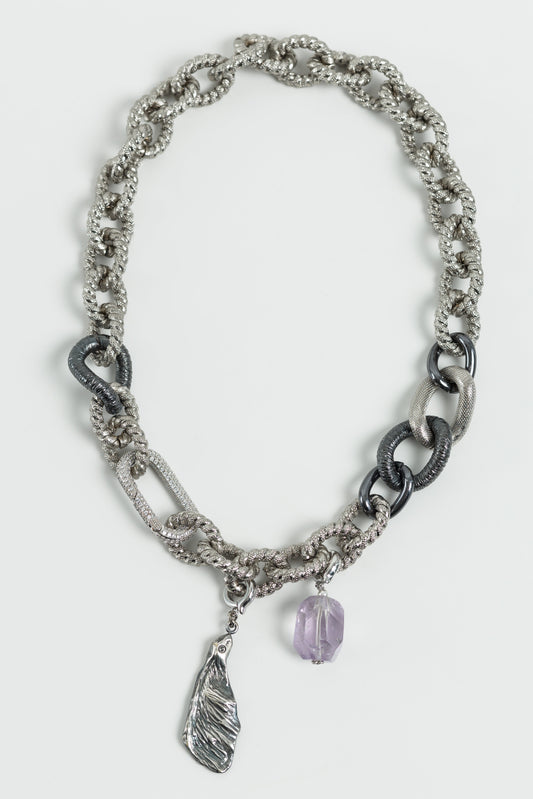 SAMANTHA SILVER necklace with ametrine and pendant SAMOKISH