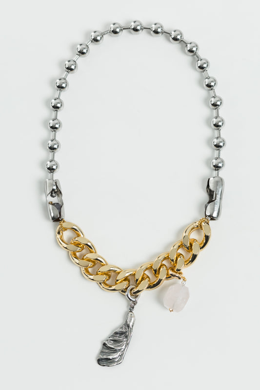 ESTER GOLD necklace with quartz and pendant SAMOKISH