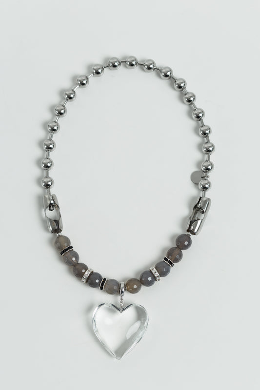 MELISSA LIGTH necklace with agates and pendant heart SAMOKISH