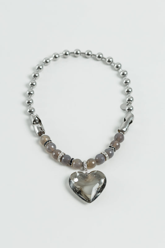 MELISSA necklace with agates and pendant heart SAMOKISH