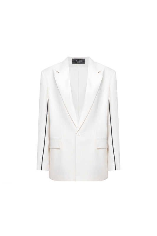 White jacket with black detail A.M.G.