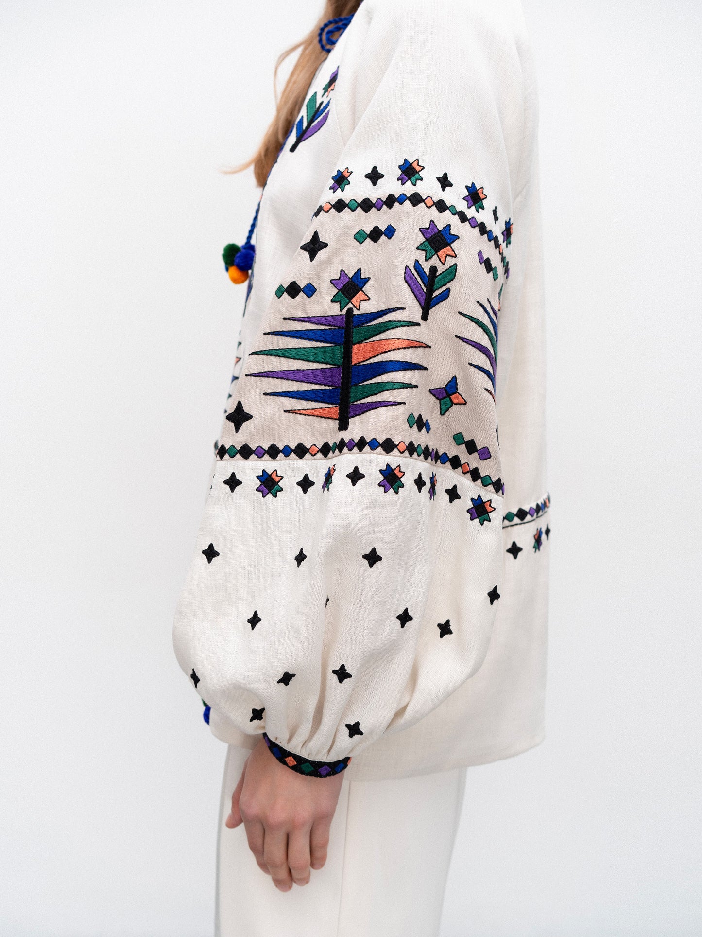 Women's embroidered shirt with geometric embroidery Melanka ETNODIM