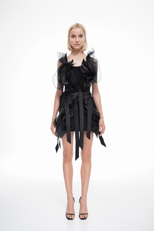 Mini dress with silky ruffles VALERY KOVALSKA