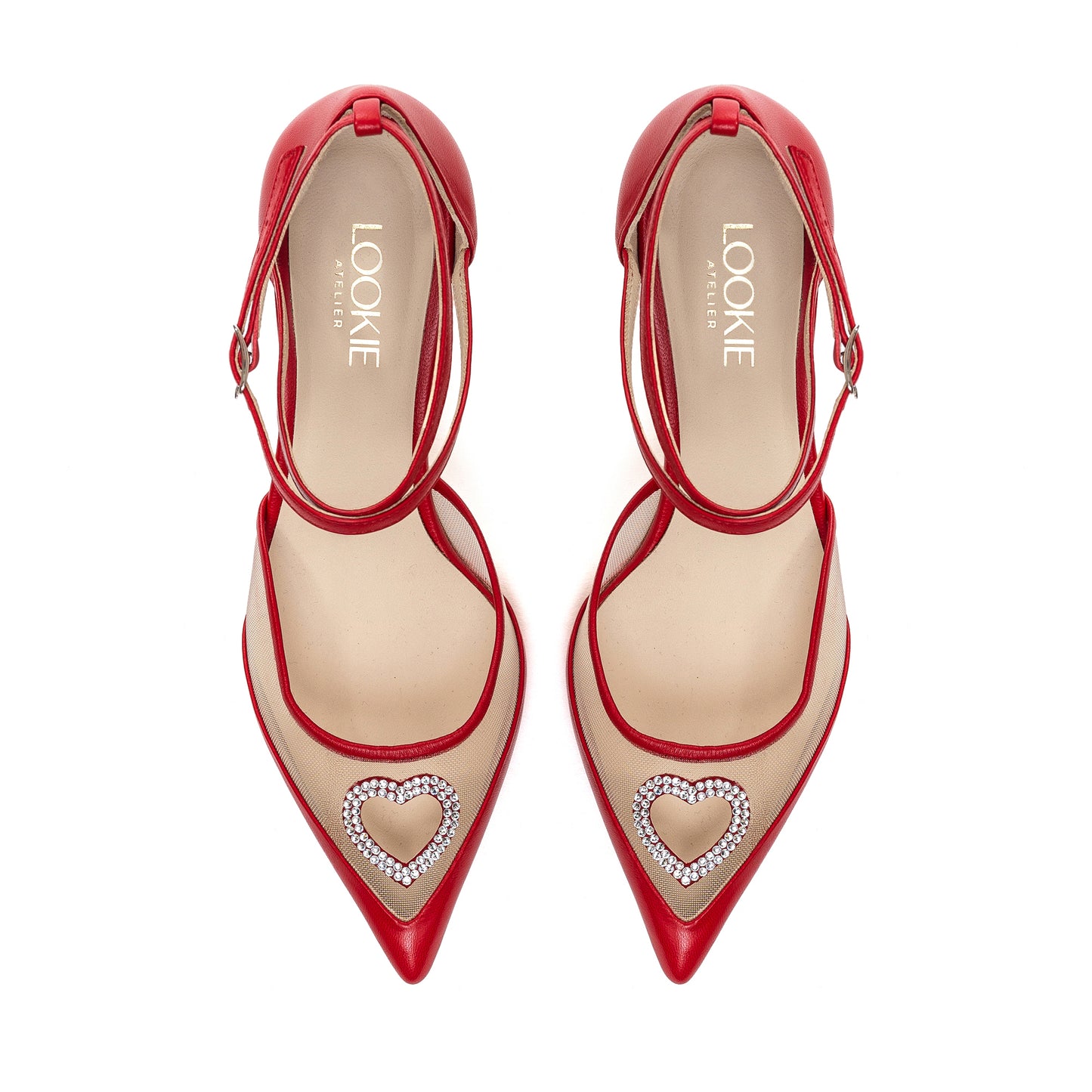 Luv red sandals with a heart-shaped cutout LOOKIE ATELIER