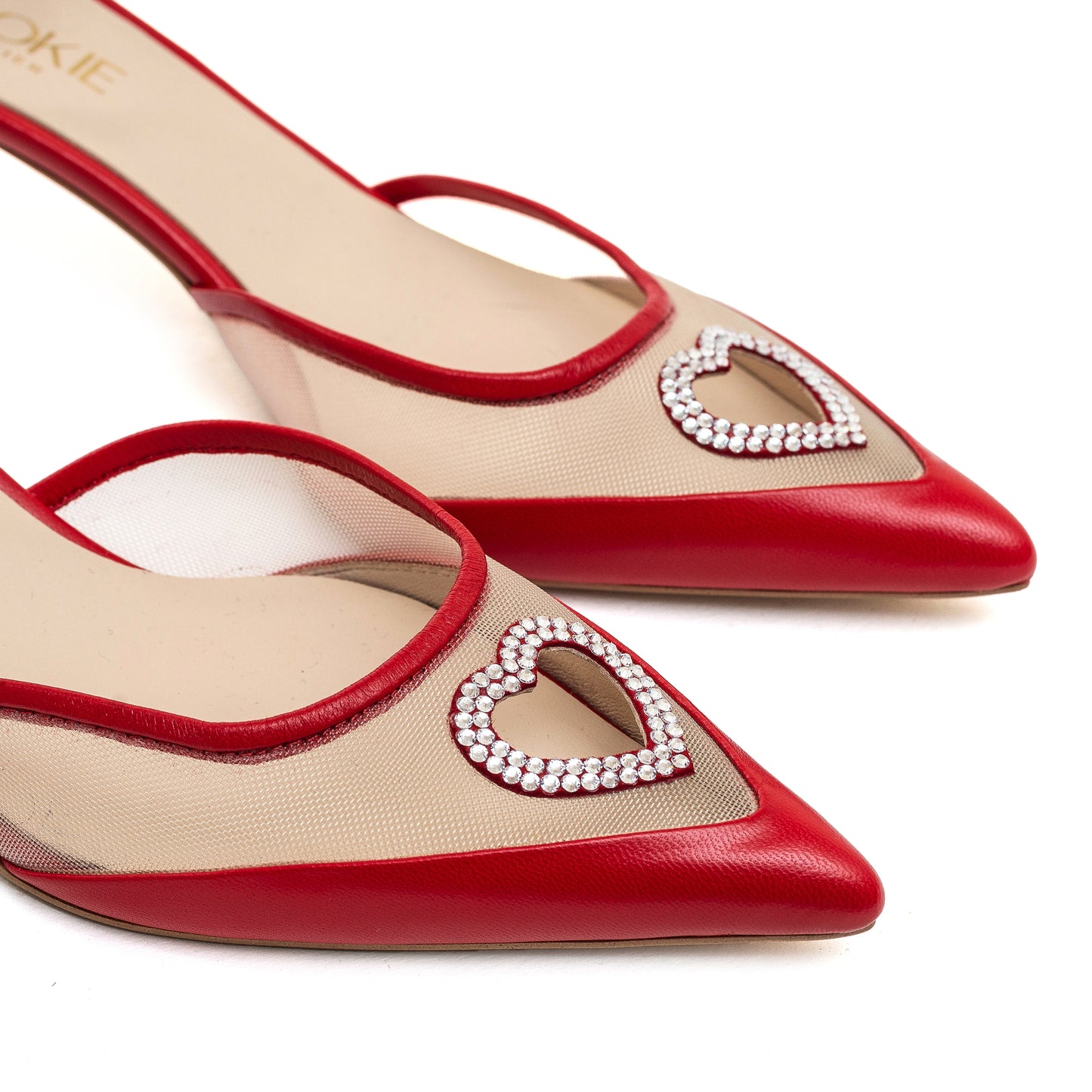 Luv red sandals with a heart-shaped cutout LOOKIE ATELIER