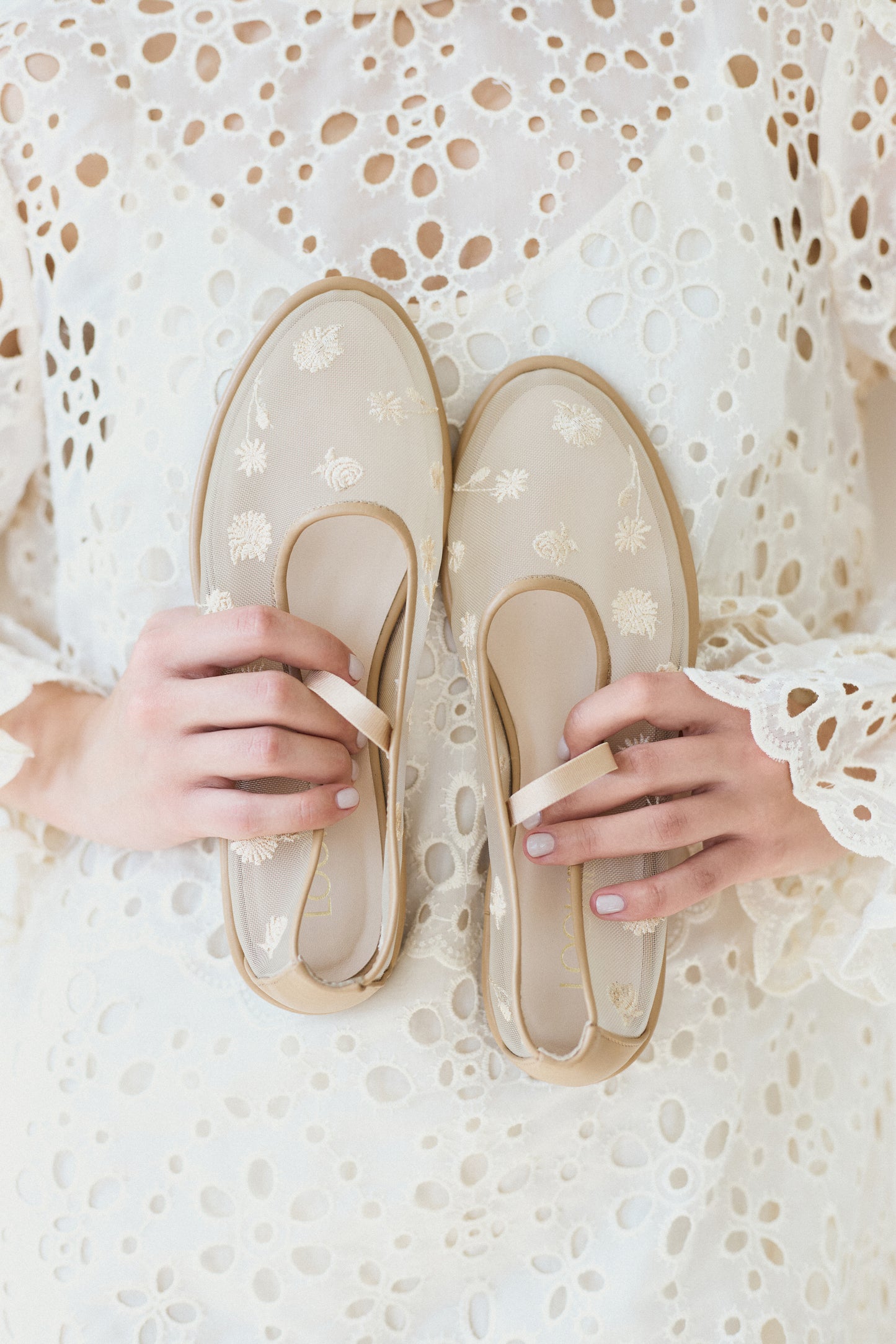Mariyka Bloom beige ballet flats with embroidered wildflowers LOOKIE ATELIER
