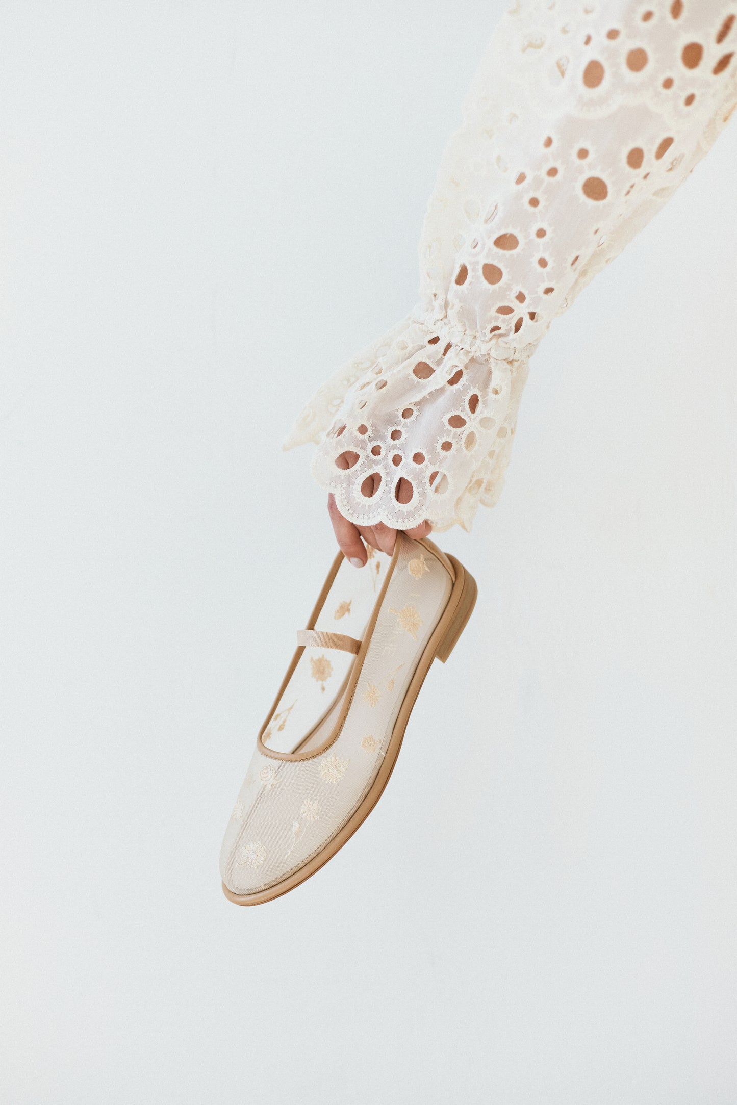 Mariyka Bloom beige ballet flats with embroidered wildflowers LOOKIE ATELIER