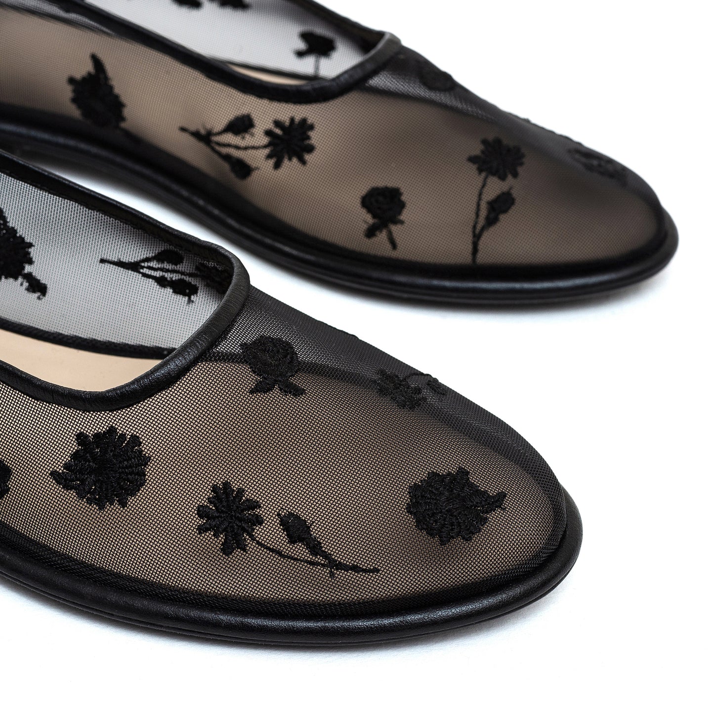 Mariyka Bloom black ballet flats with embroidered wildflowers LOOKIE ATELIER