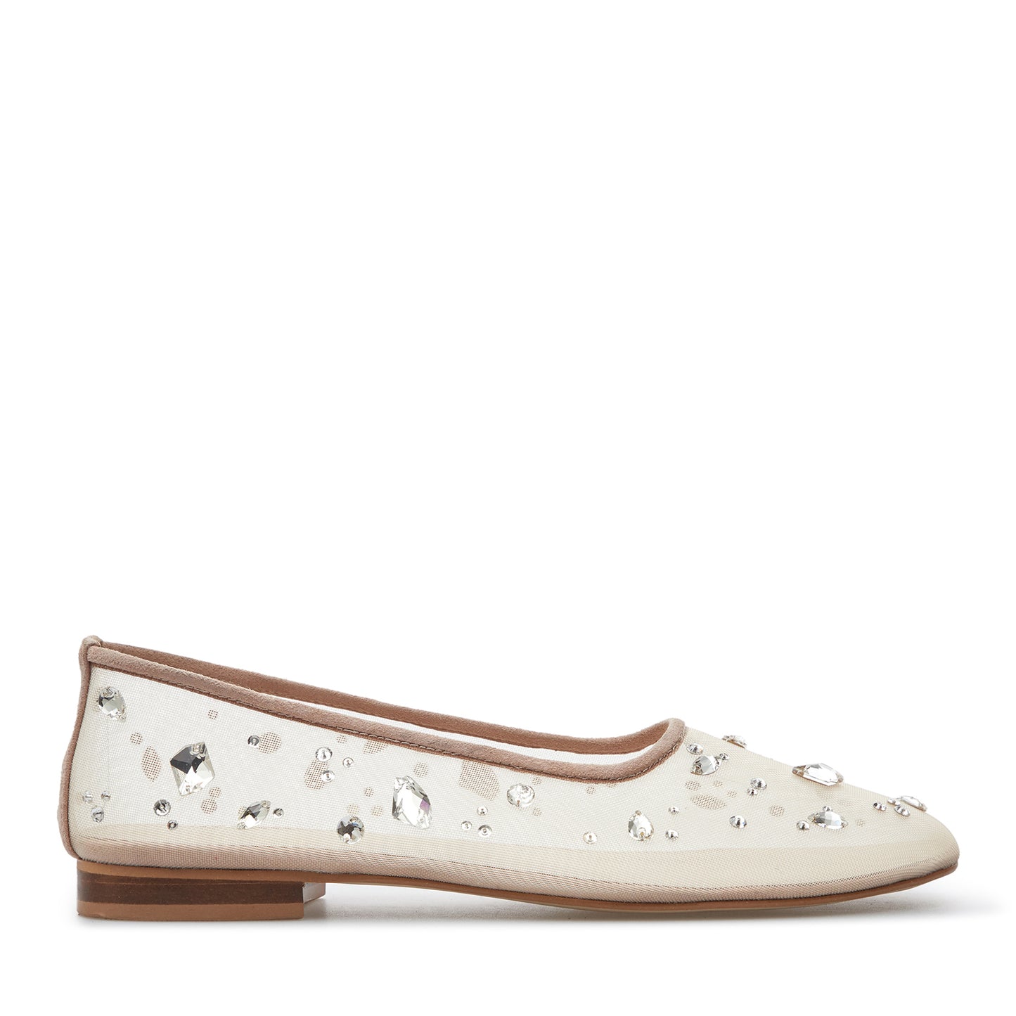 Mariyka Crystals beige mesh ballet flats LOOKIE ATELIER