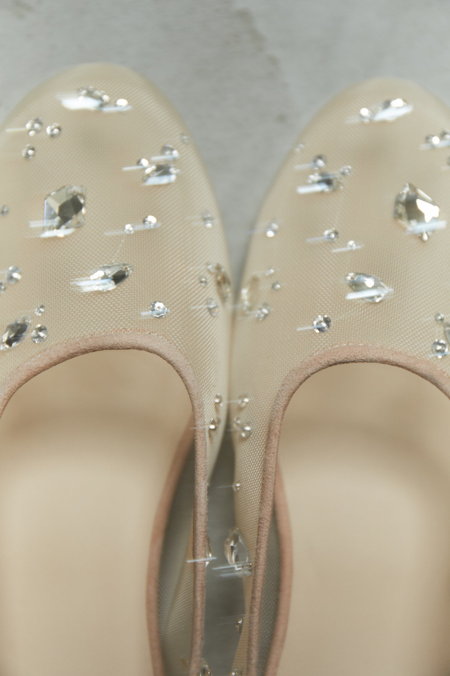 Mariyka Crystals beige mesh ballet flats LOOKIE ATELIER