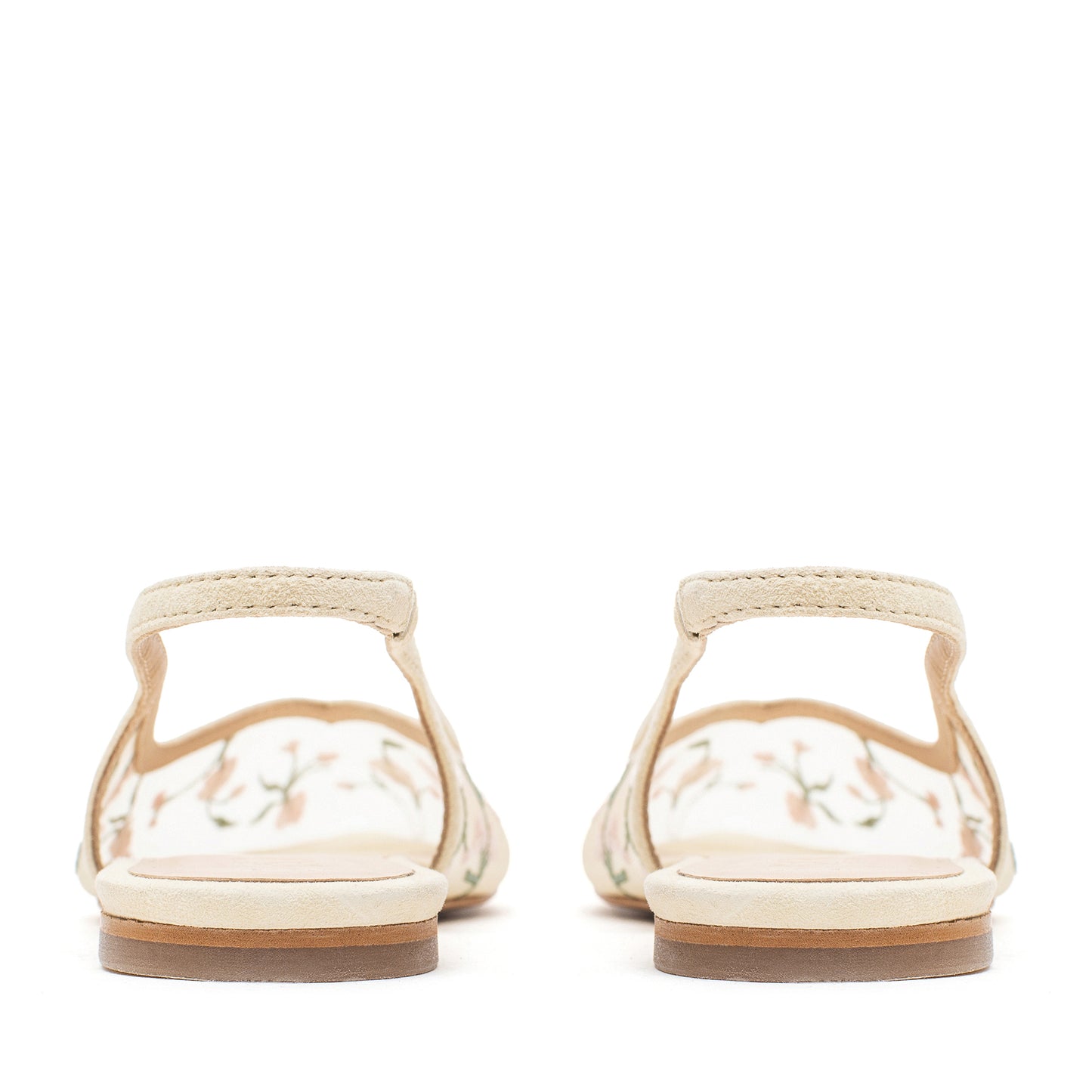 Mesh slingbacks Milana Field Flats with embroidery LOOKIE ATELIER