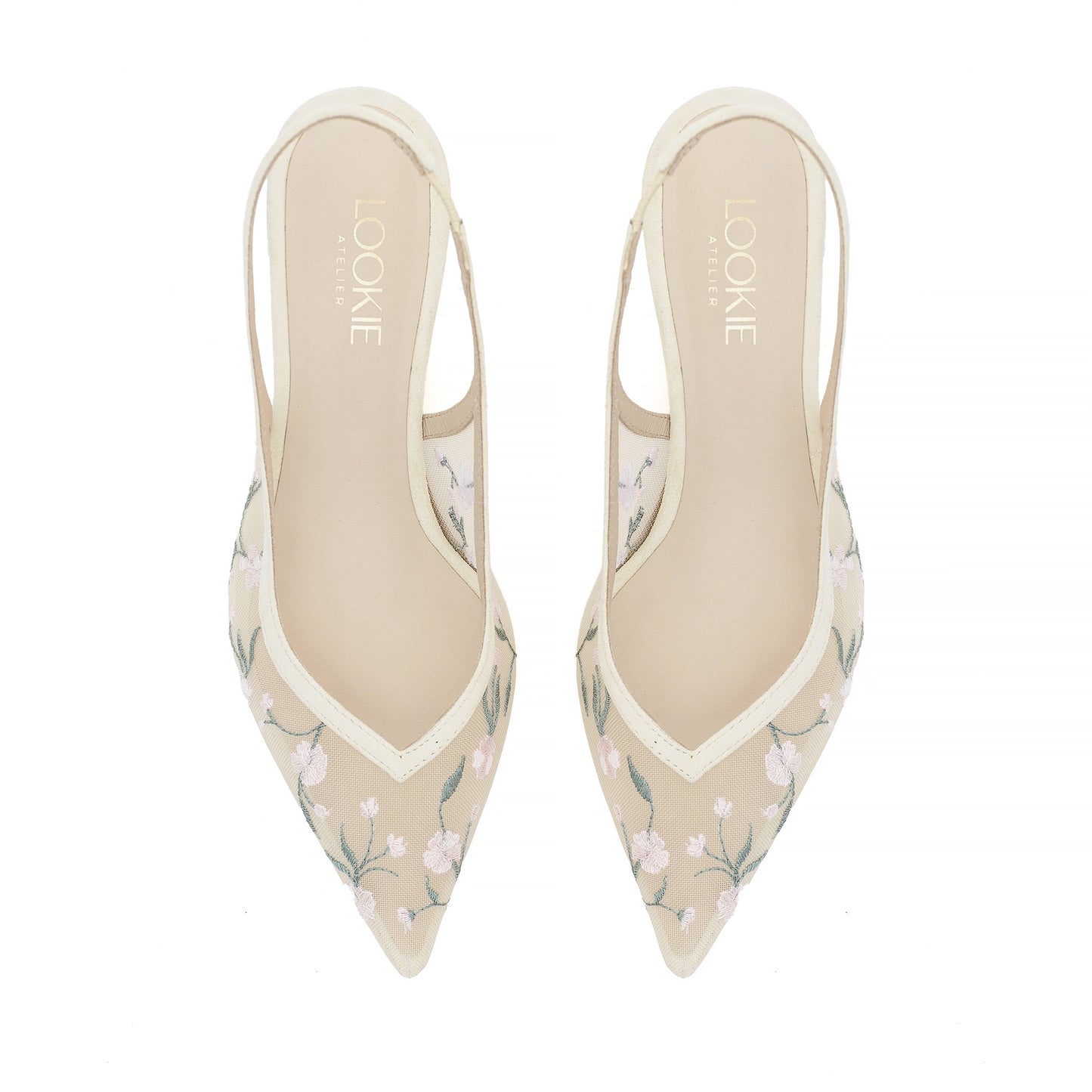 Mesh slingbacks Milana Field with embroidery LOOKIE ATELIER