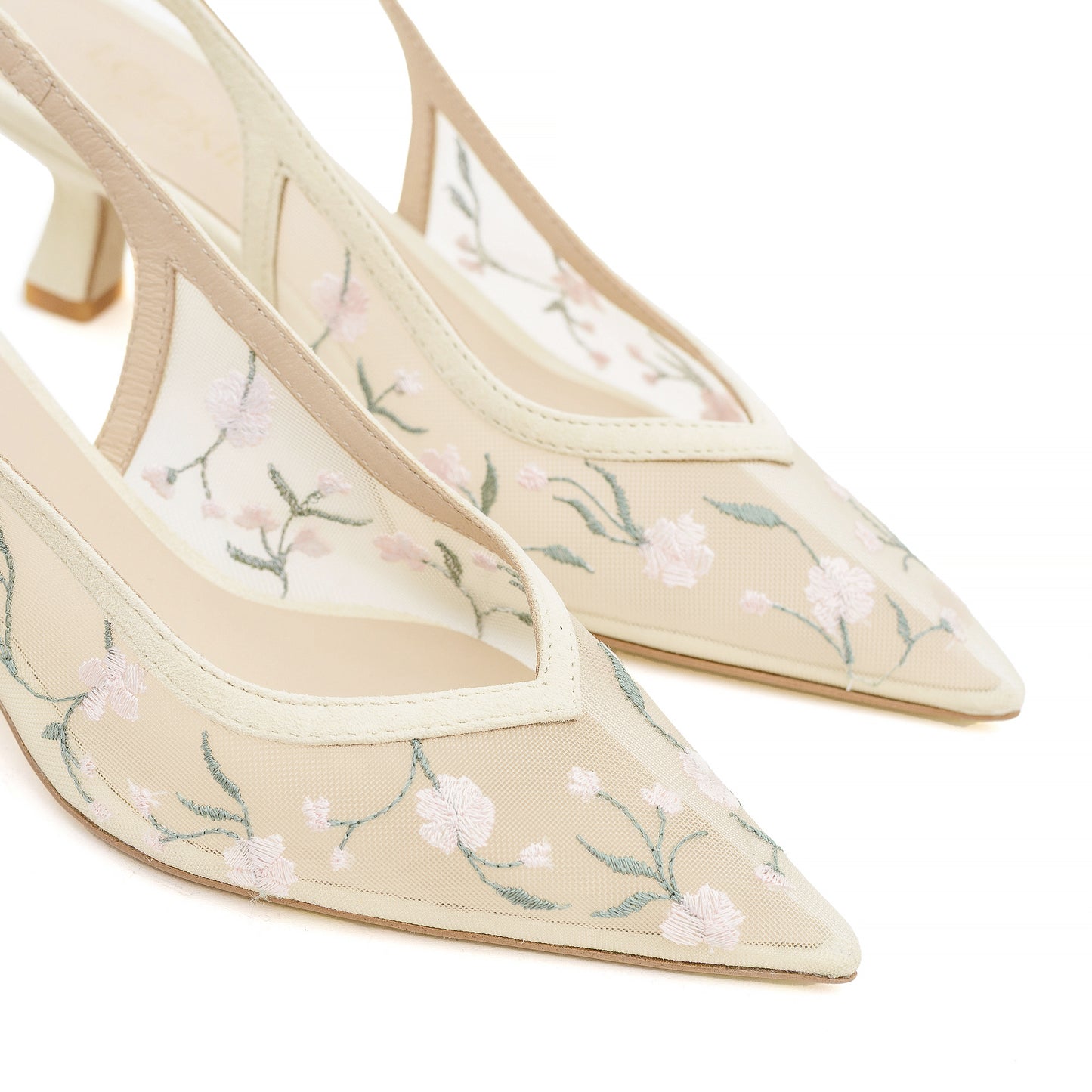 Mesh slingbacks Milana Field with embroidery LOOKIE ATELIER