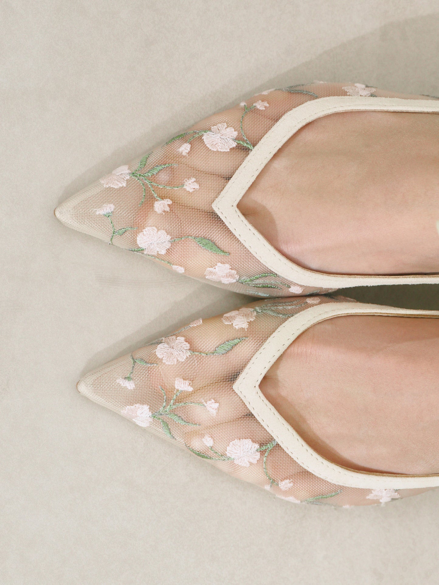 Mesh slingbacks Milana Field with embroidery LOOKIE ATELIER