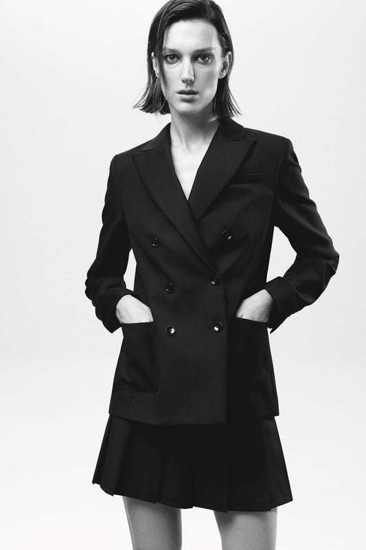 Black woolen double breasted jacket NOVITSKA