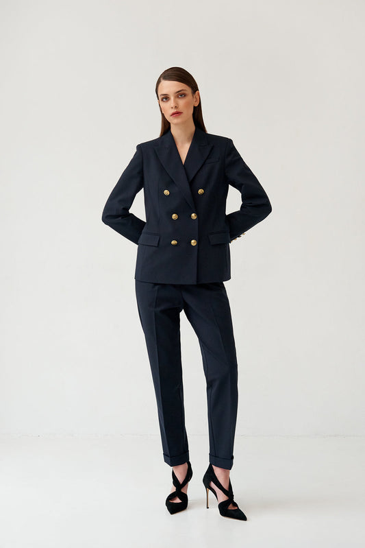 Navy blue woolen trousers NOVITSKA