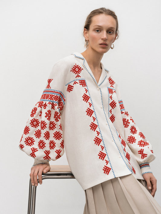 Vyshyvanka based on Olga Kosach's ornaments Pchilka ETNODIM