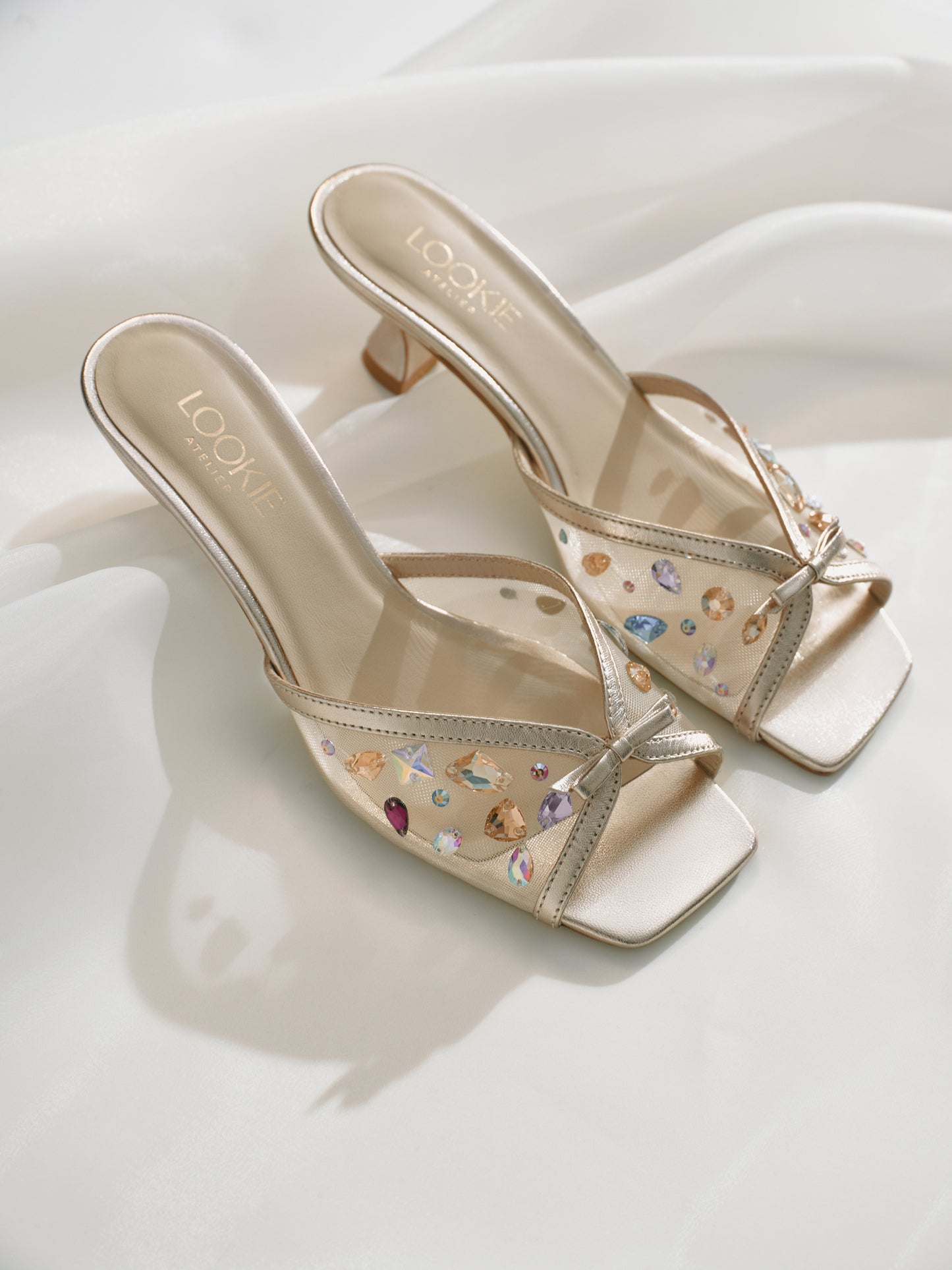 Olivia mules with colorful crystals LOOKIE ATELIER