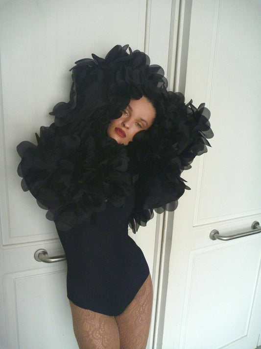 Peony Soft Bomber Jacket in charcoal black PASKAL