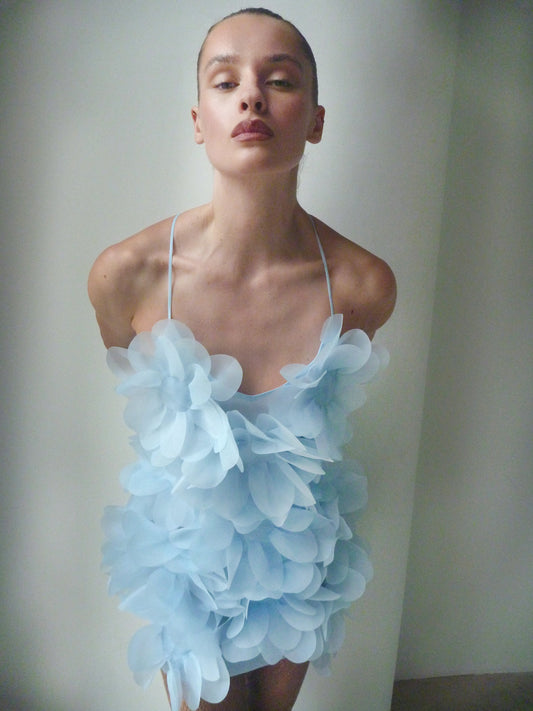 Peony Passion Dress in crisp blue PASKAL